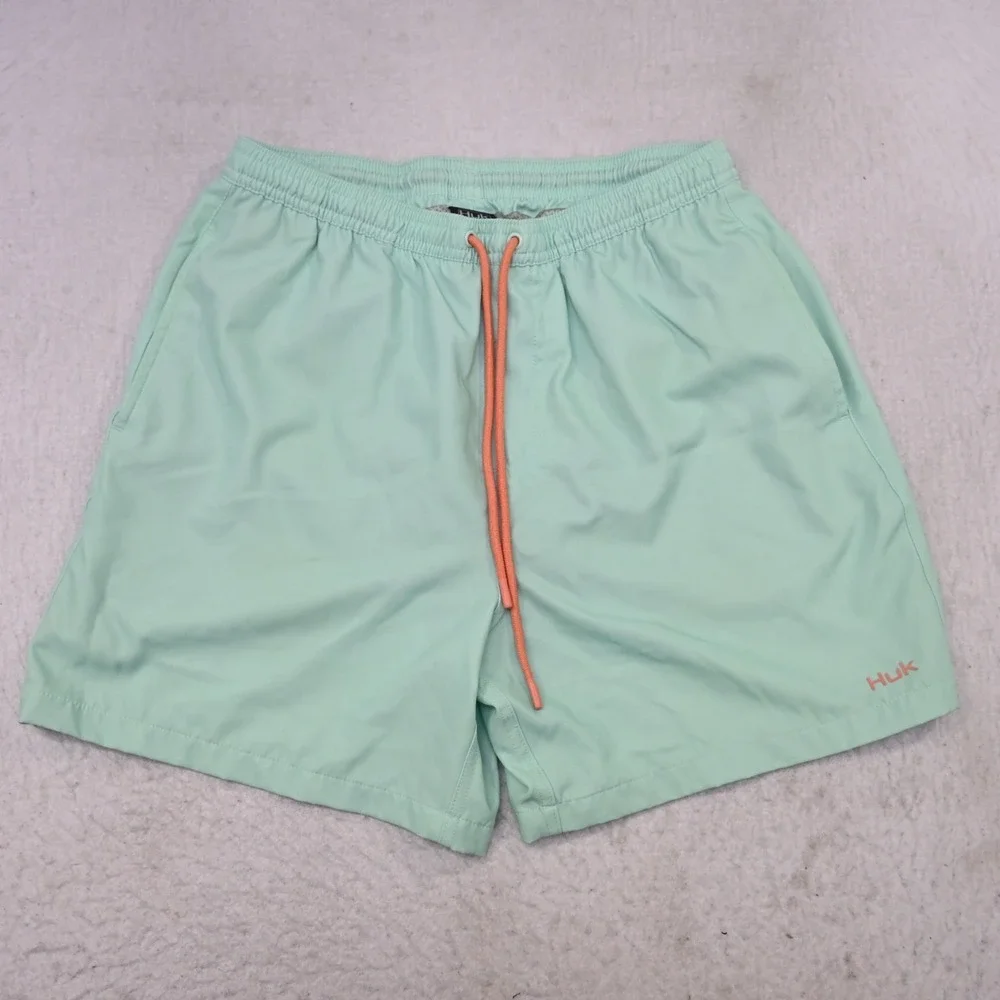 Huk Fishing Swim‎ Trunks Aqua Performance Netted W/ Pockets Mens Medium x 6